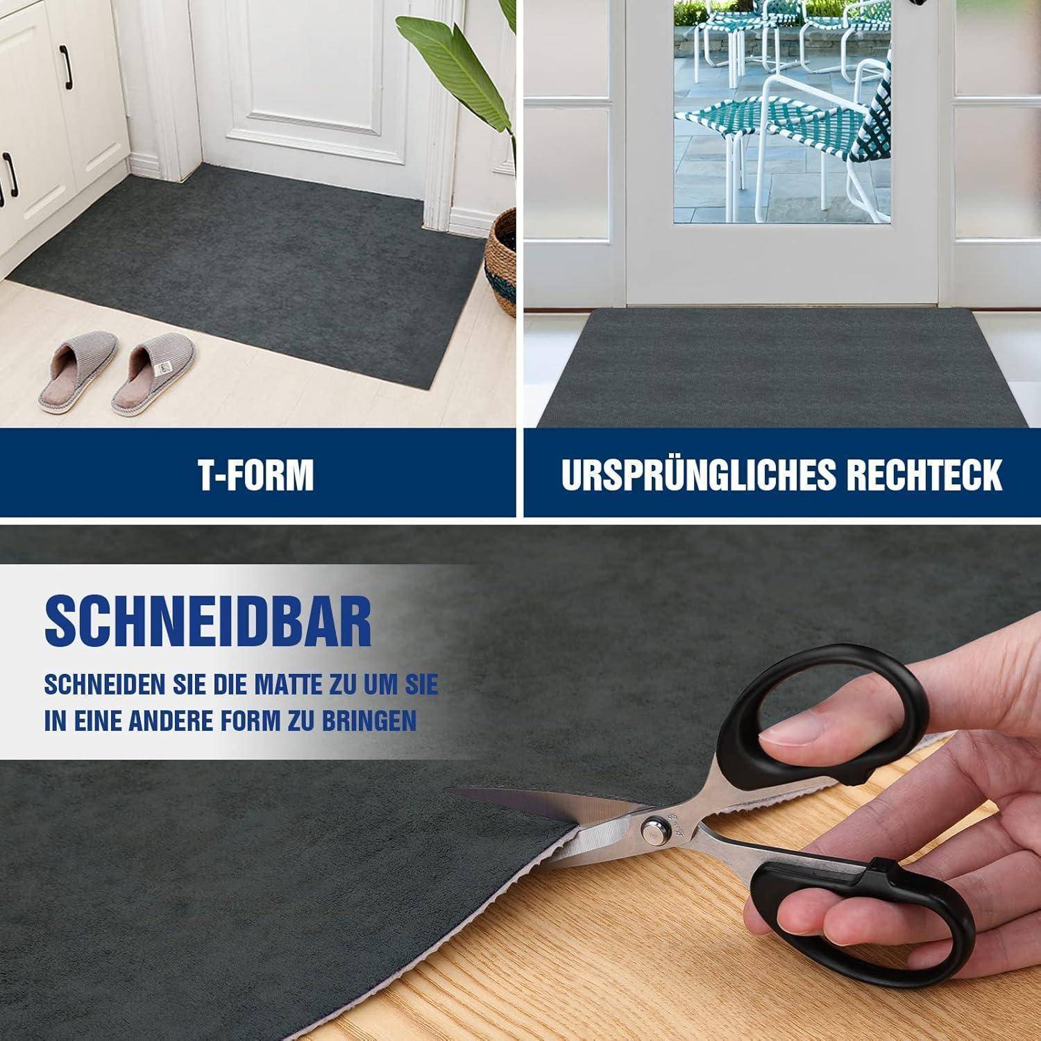Fußmatte innen waschbar Superdünn Dunkelgrau 60x90 cm