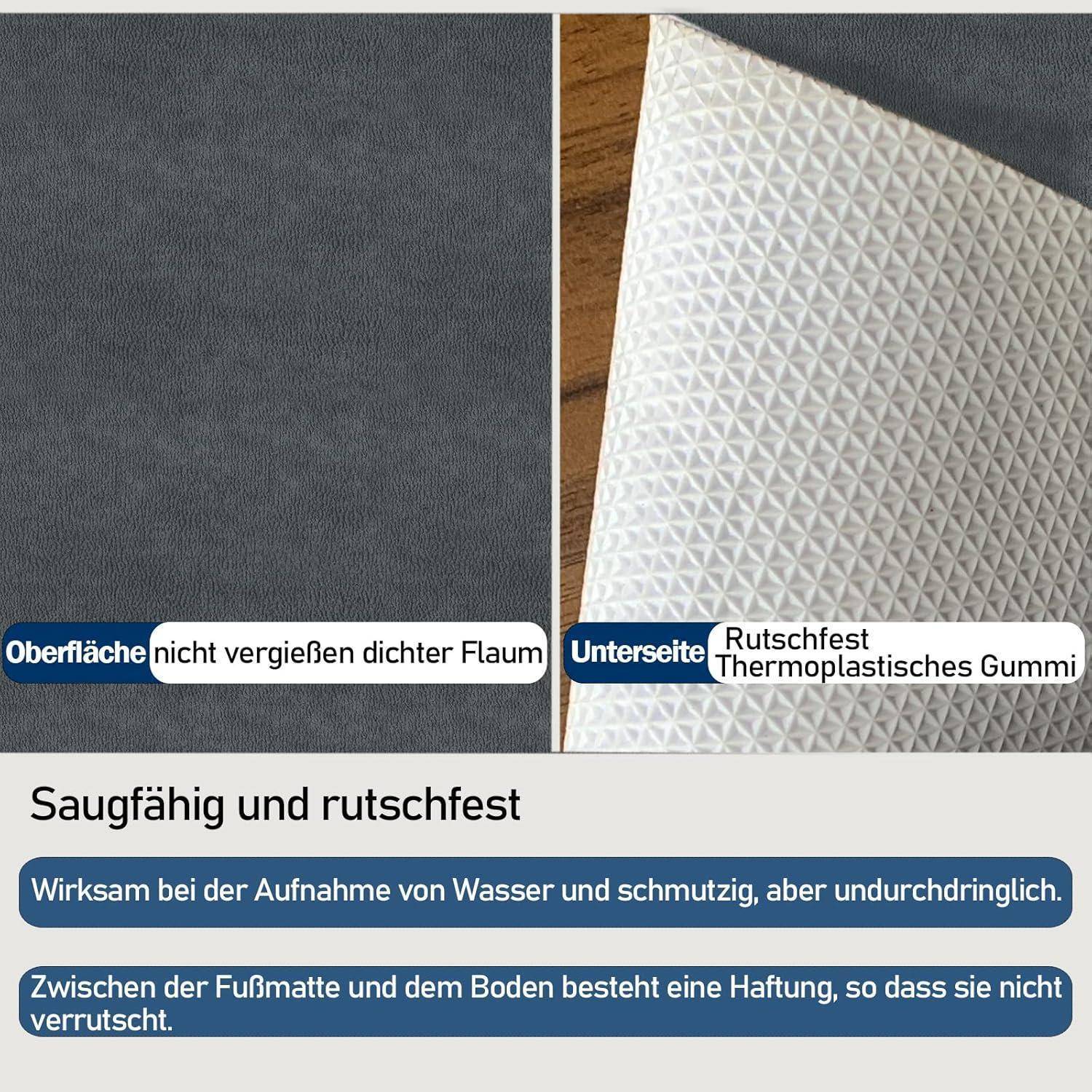 Fußmatte innen 90x200cm waschbar Schmutzfangmatte Dunkelgrau