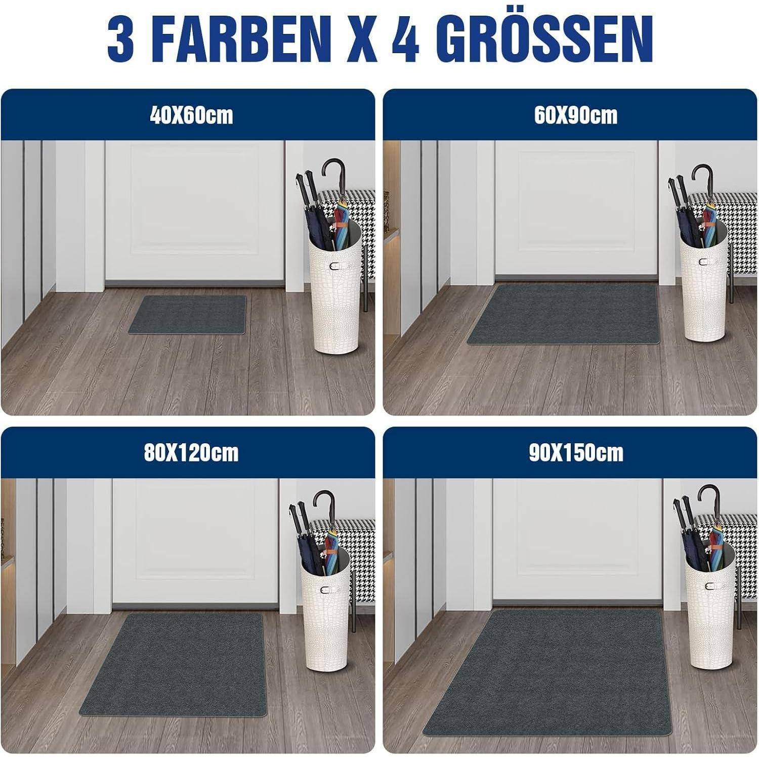 Fußmatte innen 90x200cm waschbar Schmutzfangmatte Dunkelgrau