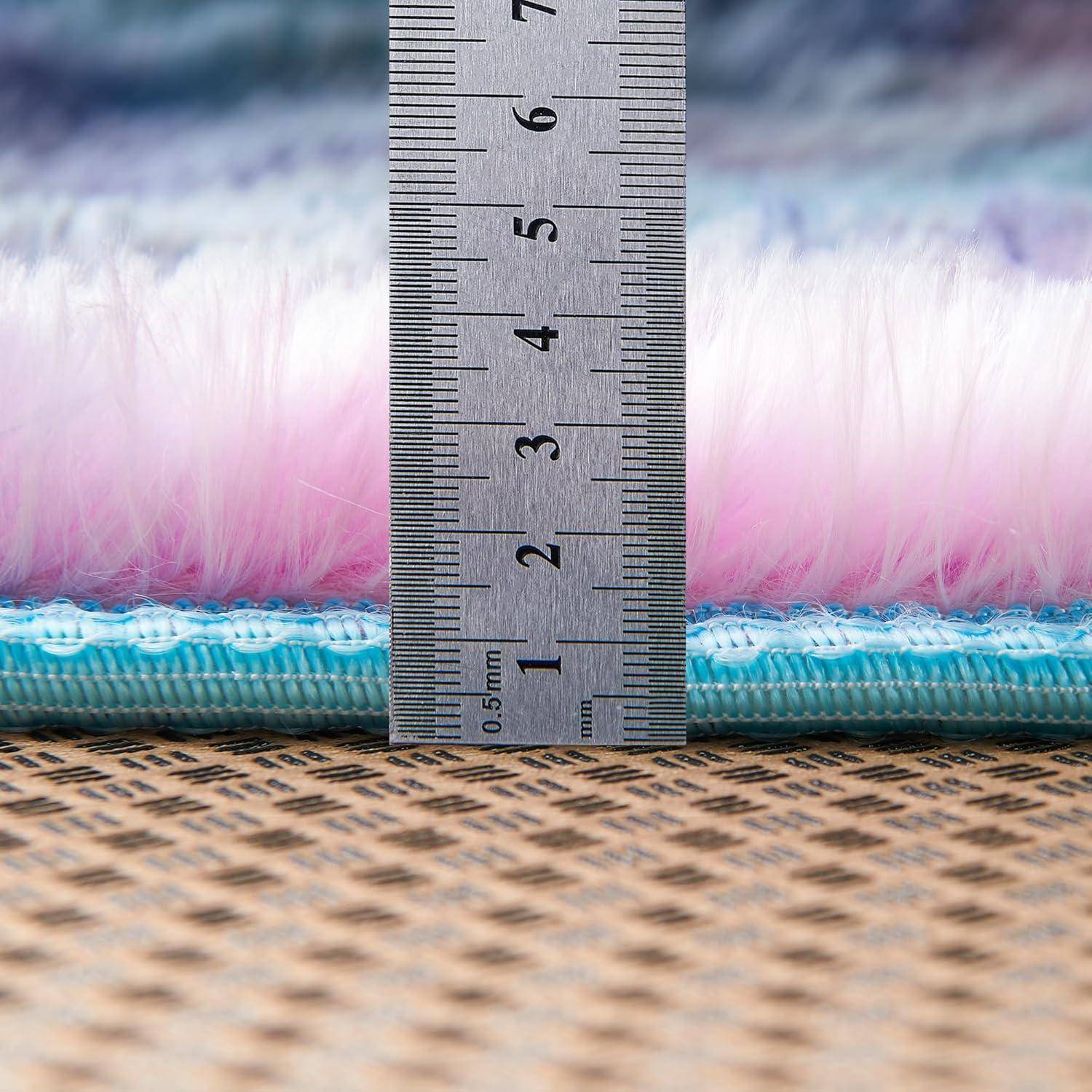 Runder Plüsch Teppich 150 cm Blau-violett für Wohnzimmer