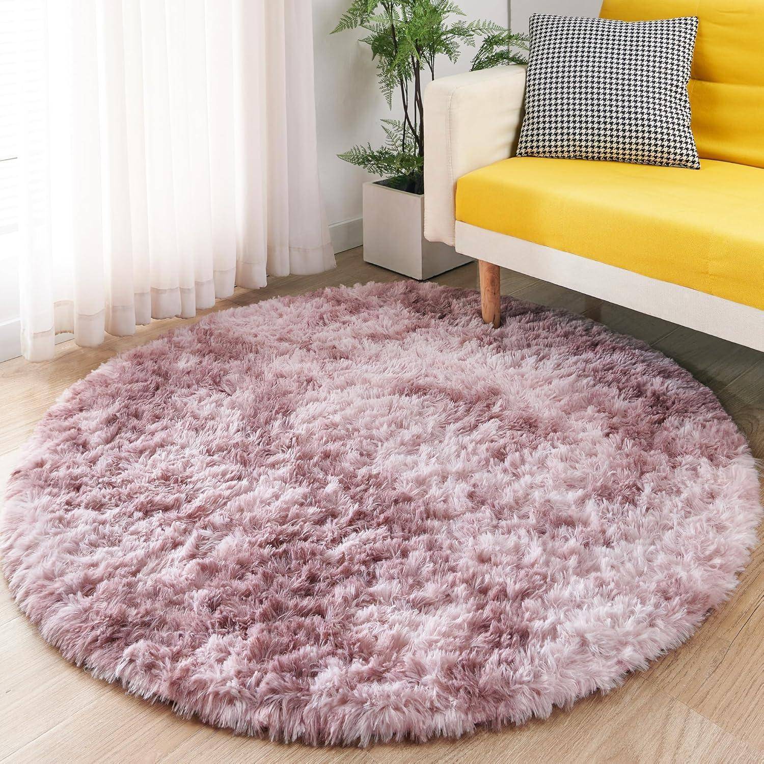 Flauschiger Kinderteppich lila-rosa Ø 100 cm rund, weicher