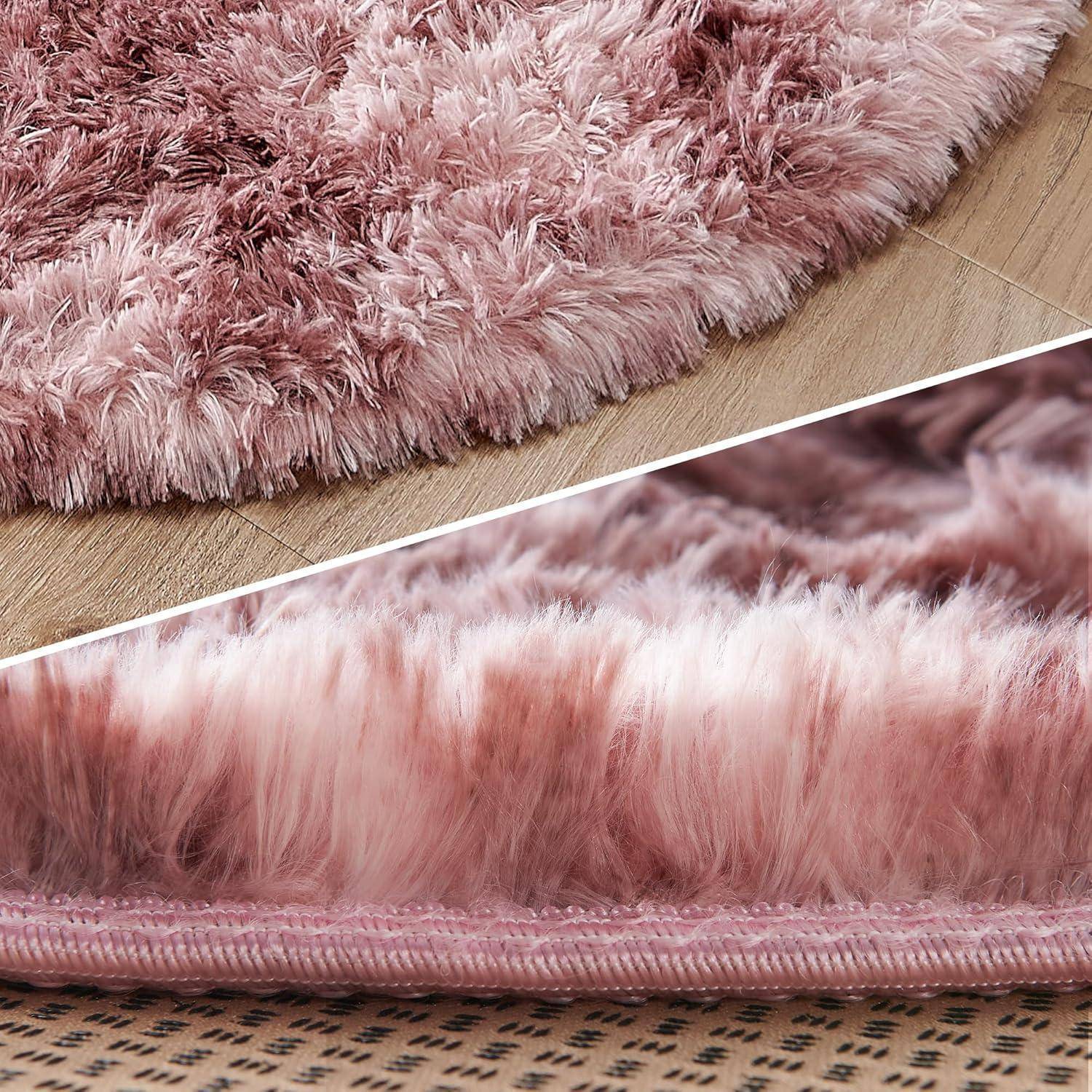 Flauschiger Kinderteppich lila-rosa Ø 100 cm rund, weicher
