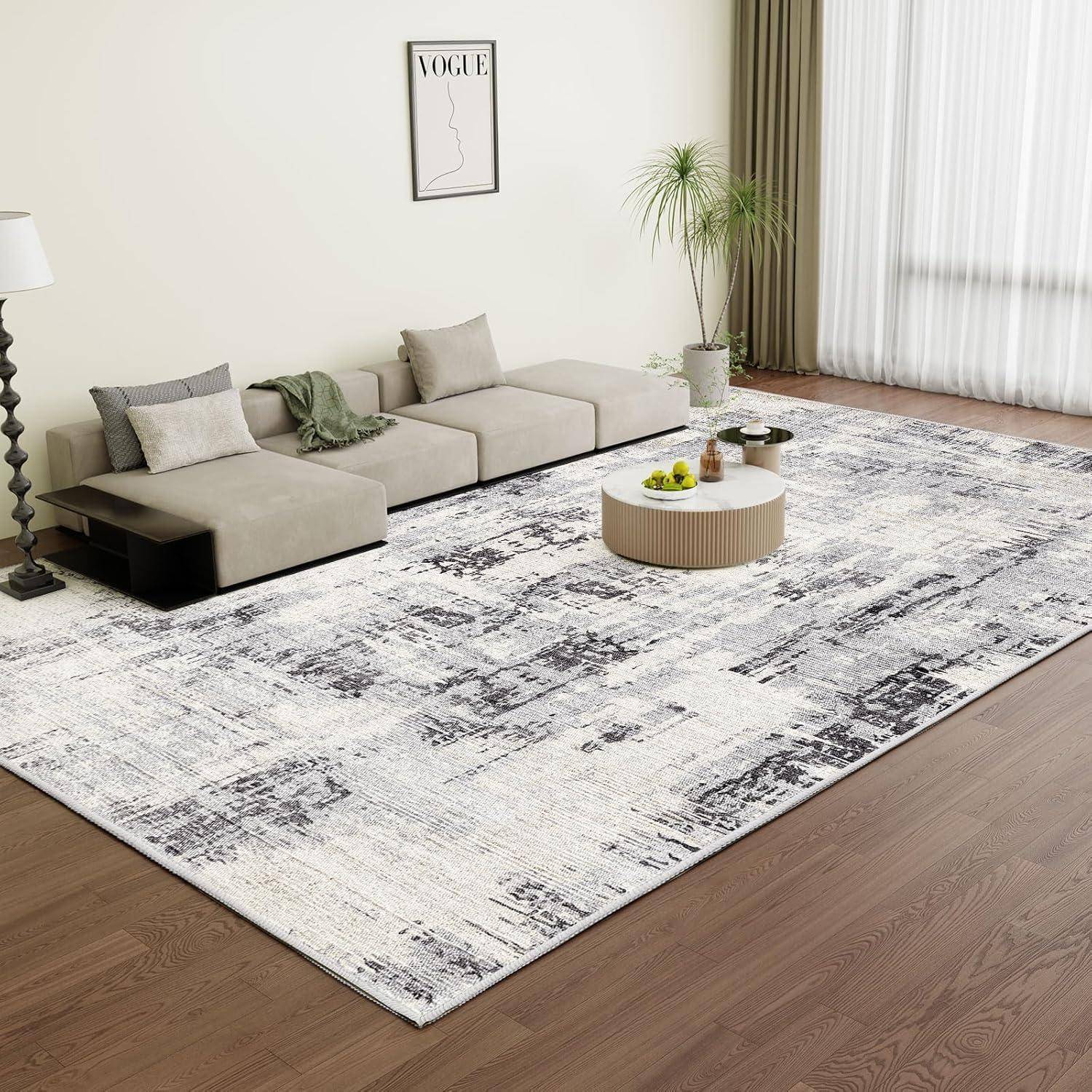 Teppich Wohnzimmer Moderner Kurzflor Flauschiger Waschbar Groß 200x300