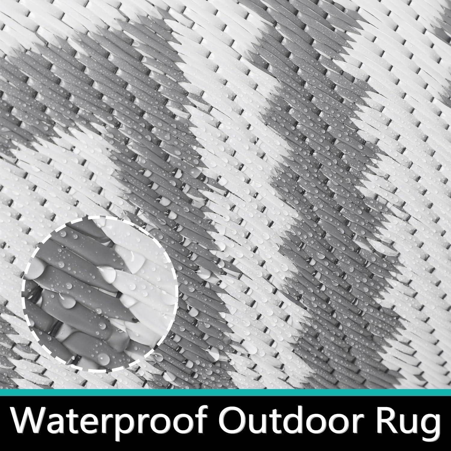 Teppich Outdoor wasserfest 180 x 270 cm (Rechteckig) Grau und Weiß