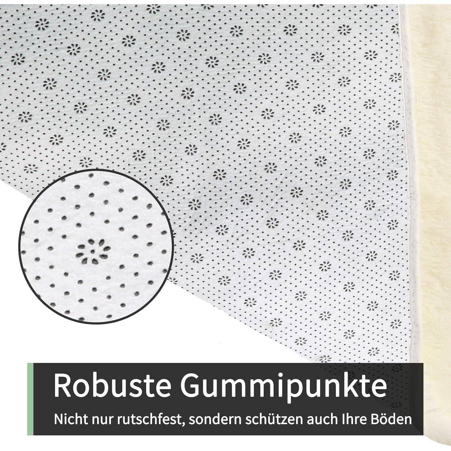 Teppich Hochflor Waschbar AntiRutsch Creme 160 x 230 cm Rechteckig