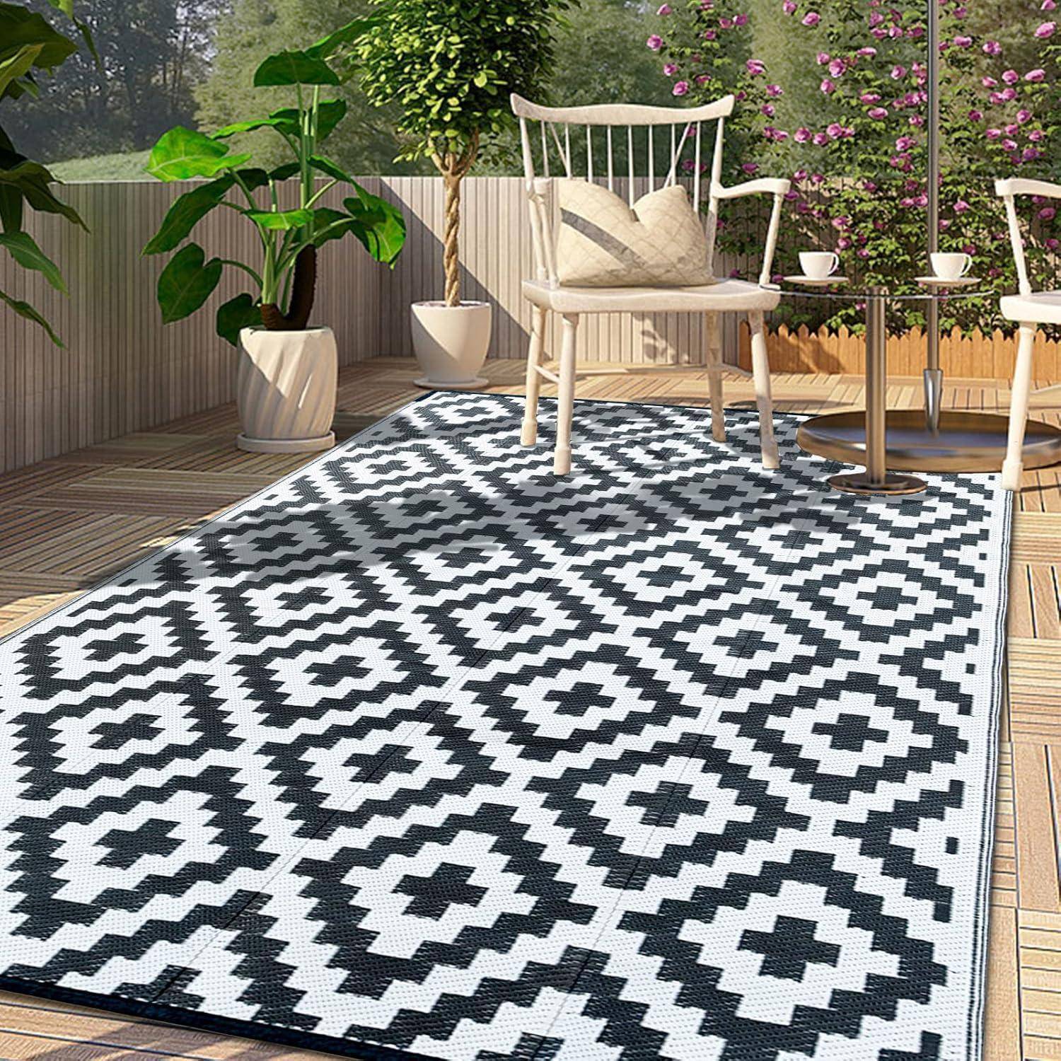 Outdoor Teppich 120x180cm Wetterfest Indoor Garten Terrasse Modern