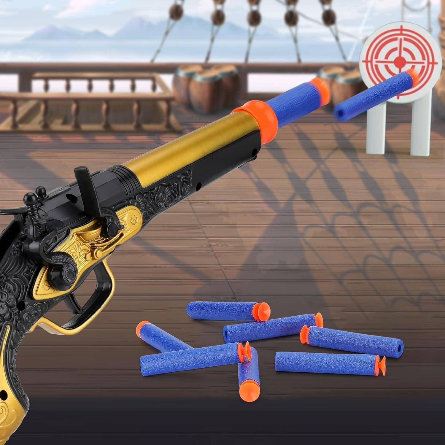 Piratenpistole für Kinder - Seeräuber Gewehr mit 20 Weichen Kugeln