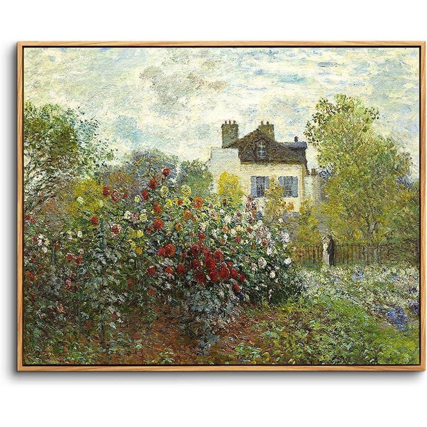 Vintage Leinwand Bilder mit Holzrahmen 20x25 cm Claude Monet Garten