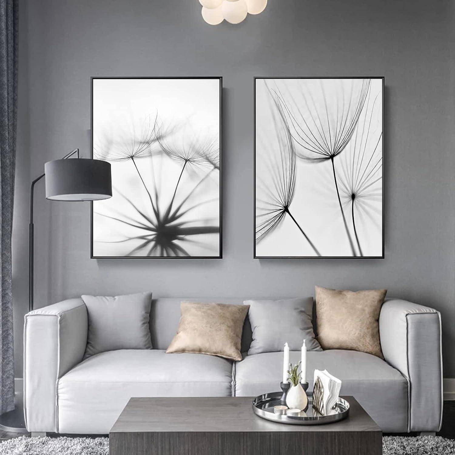 Poster Set 3teilig Blume Schwarz Weiß Löwenzahn Wandbilder B 21x30cm