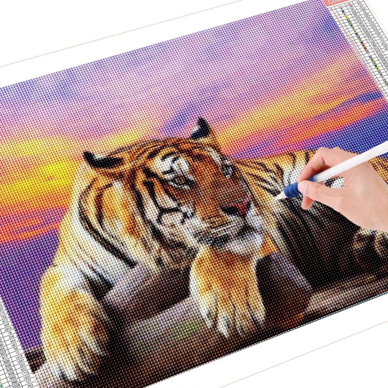Diamond Painting Tiere 5D Diamant Malerei Tiger Groß Set 120x50cm