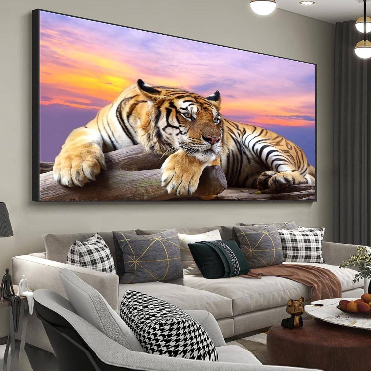 Diamond Painting Tiere 5D Diamant Malerei Tiger Groß Set 120x50cm