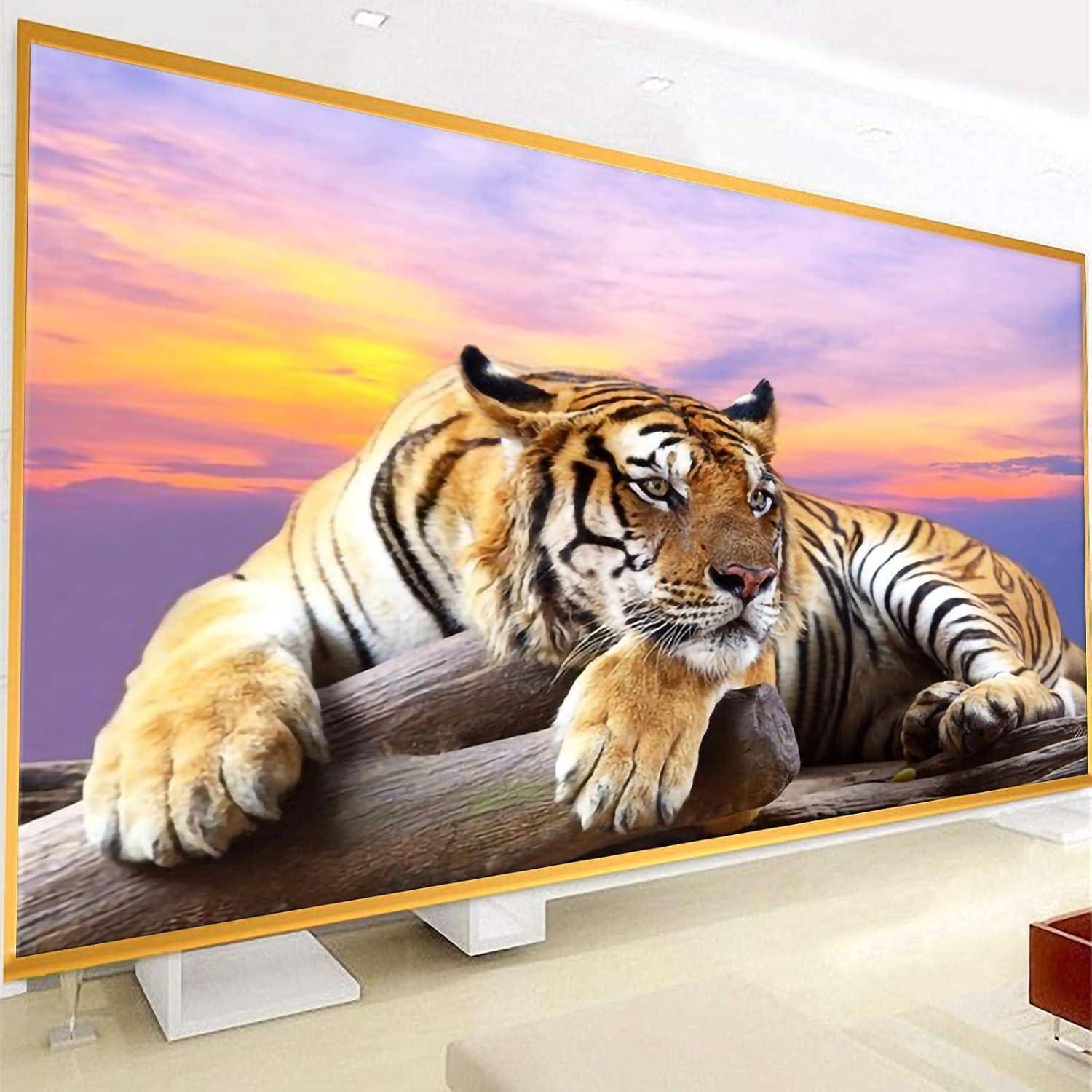 Diamond Painting Tiere 5D Diamant Malerei Tiger Groß Set 120x50cm