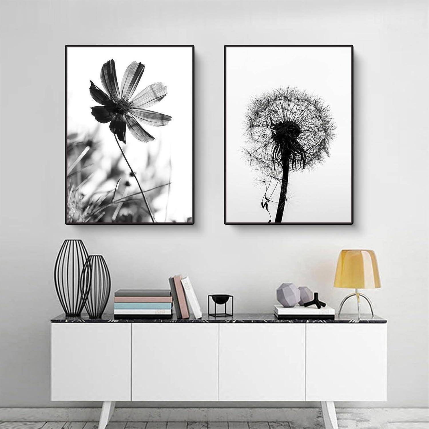 Poster 3er Schwarzweiß Schmetterling Löwenzahn Wohnzimmer G 30x40cm