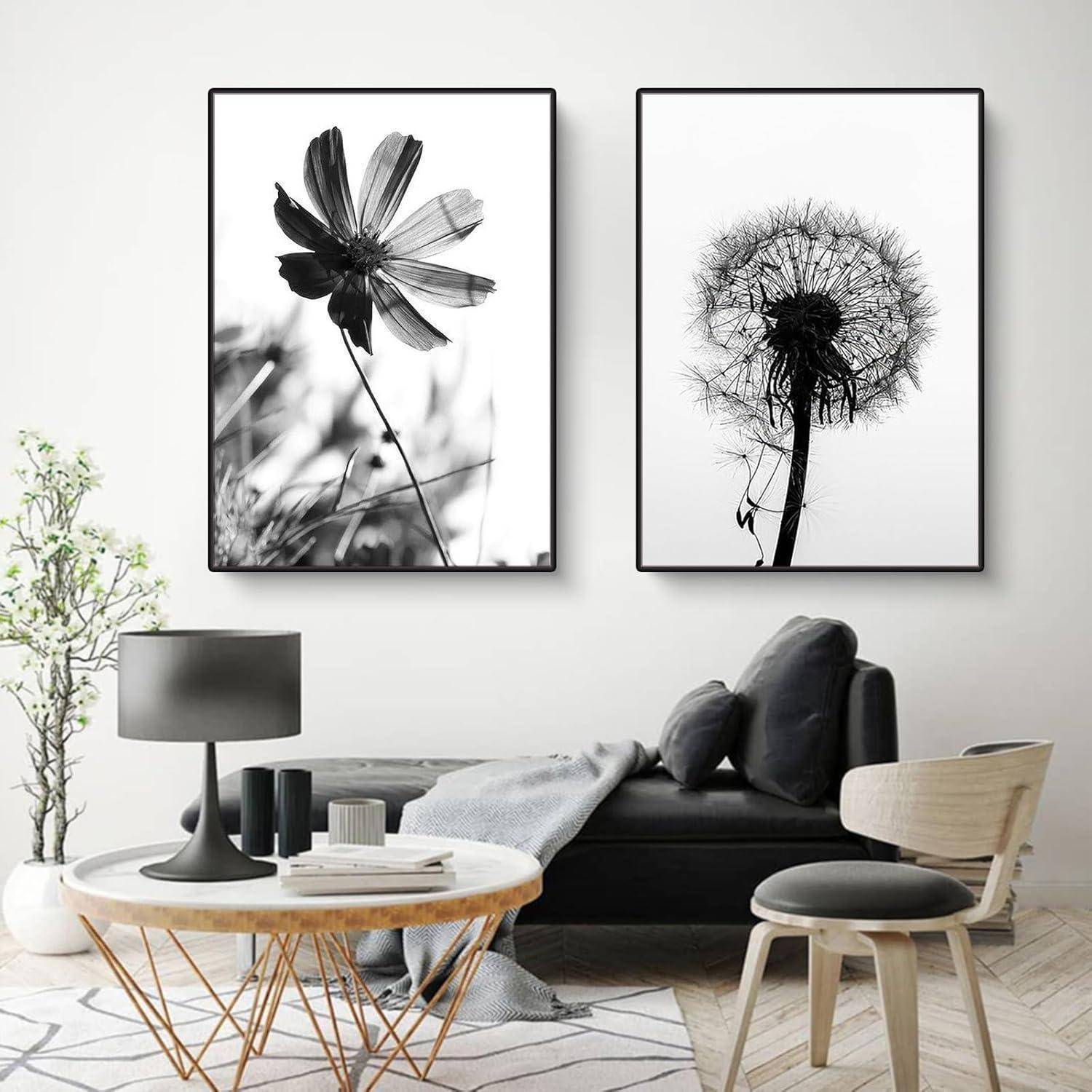 Poster 3er Schwarzweiß Schmetterling Löwenzahn Wohnzimmer G 30x40cm