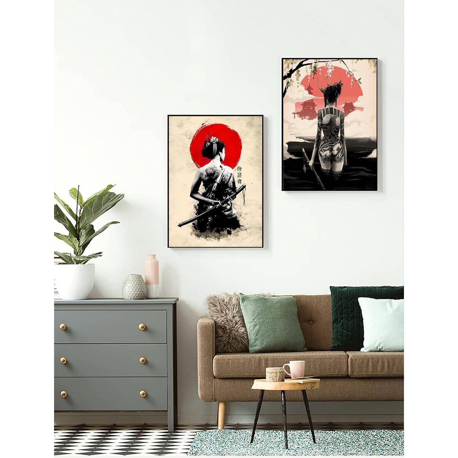Leinwandbilder japanisch Frau Kunstdruck rahmenlos 2PCS-30x40cm