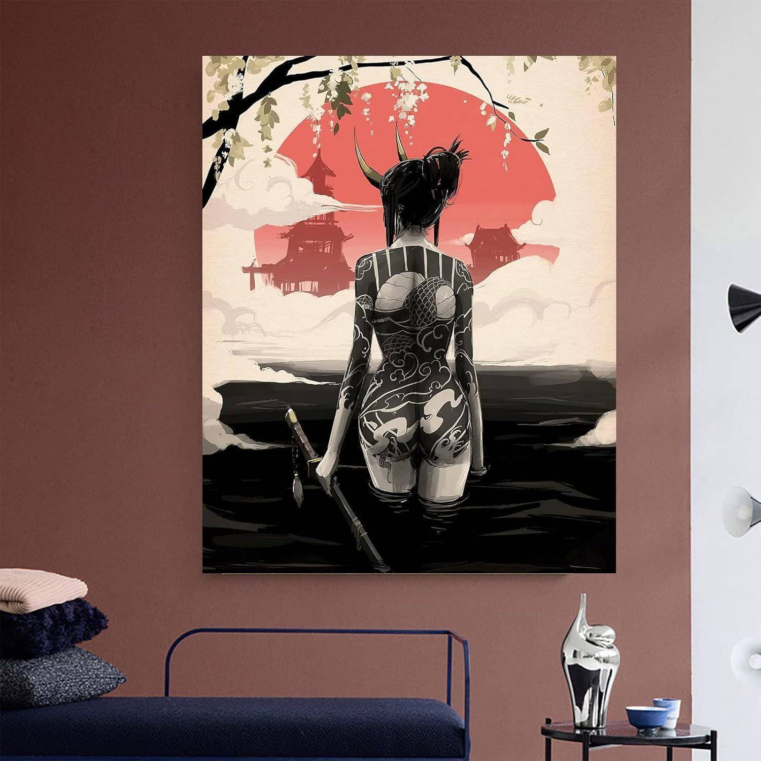 Leinwandbilder japanisch Frau Kunstdruck rahmenlos 2PCS-30x40cm