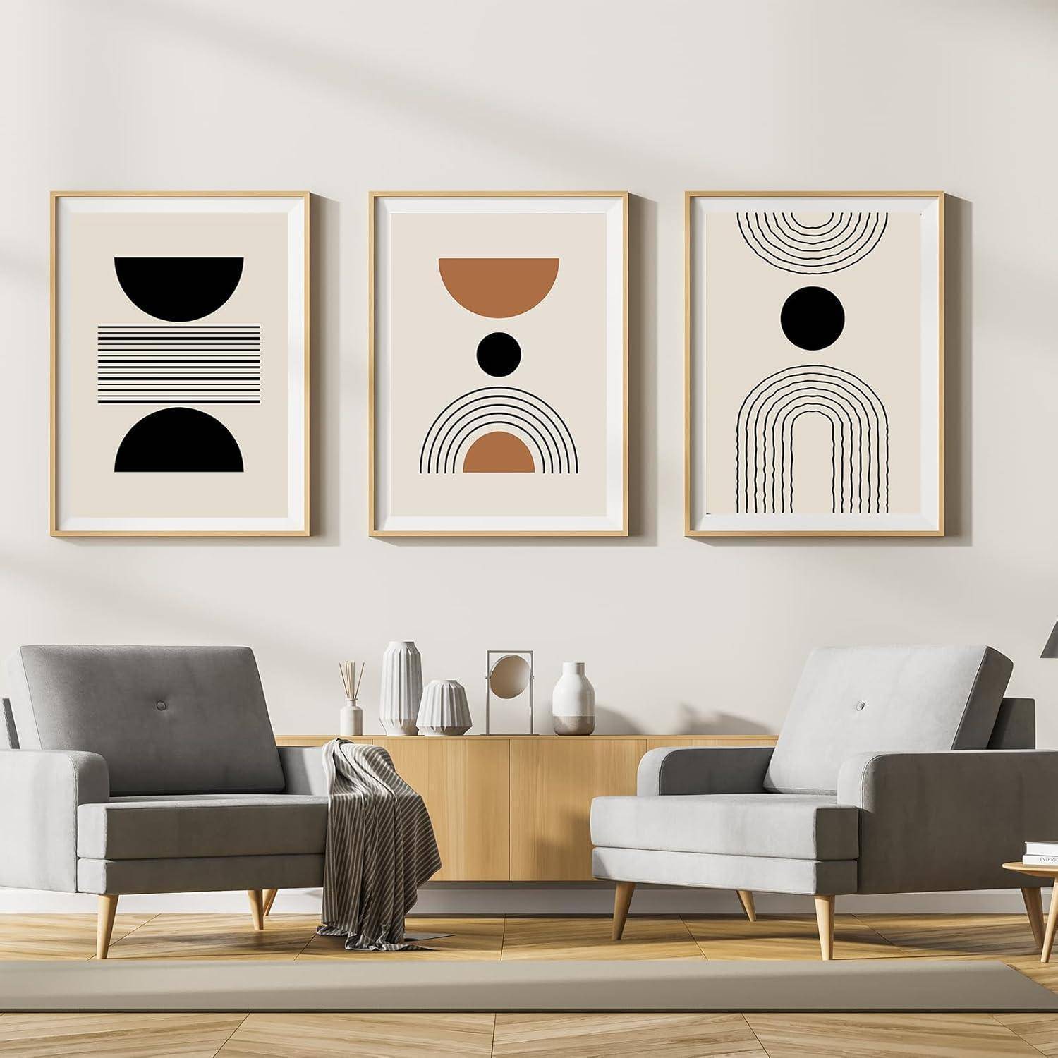Leinwandbilder Abstrakt Boho Kunstposter 3PCS-60x90cm Geometrie 1