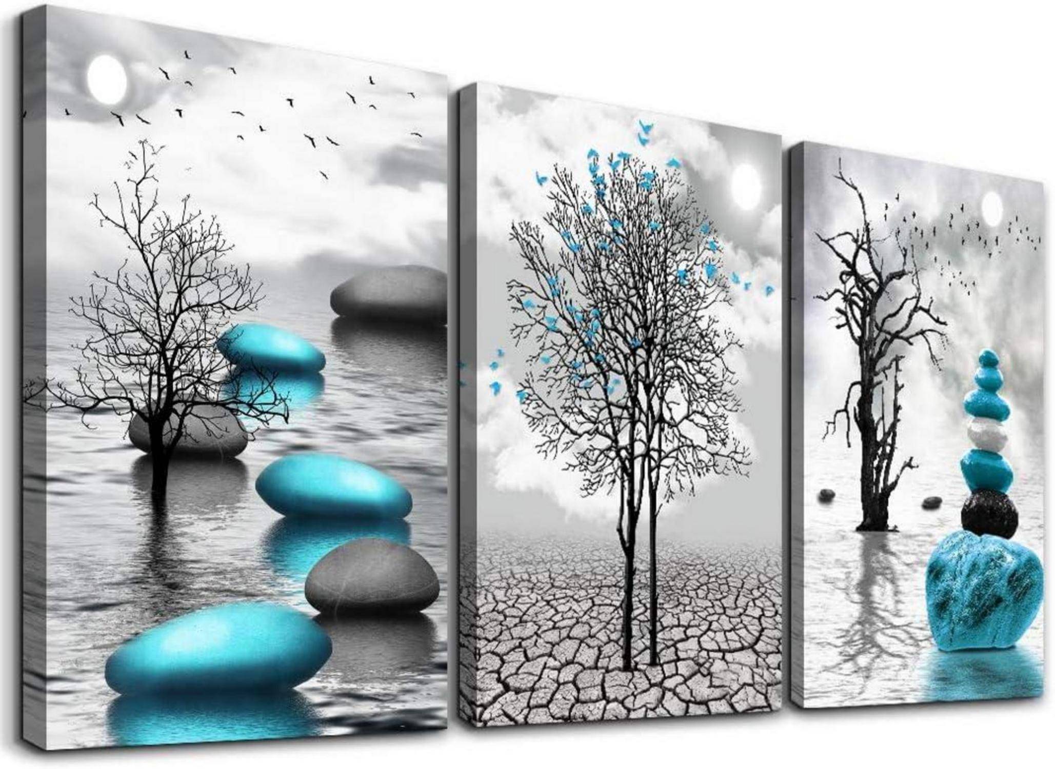 Bilder Schwarz Weiß Landschaft Natur Wohnzimmer Wandbilder 40x58cm 3er