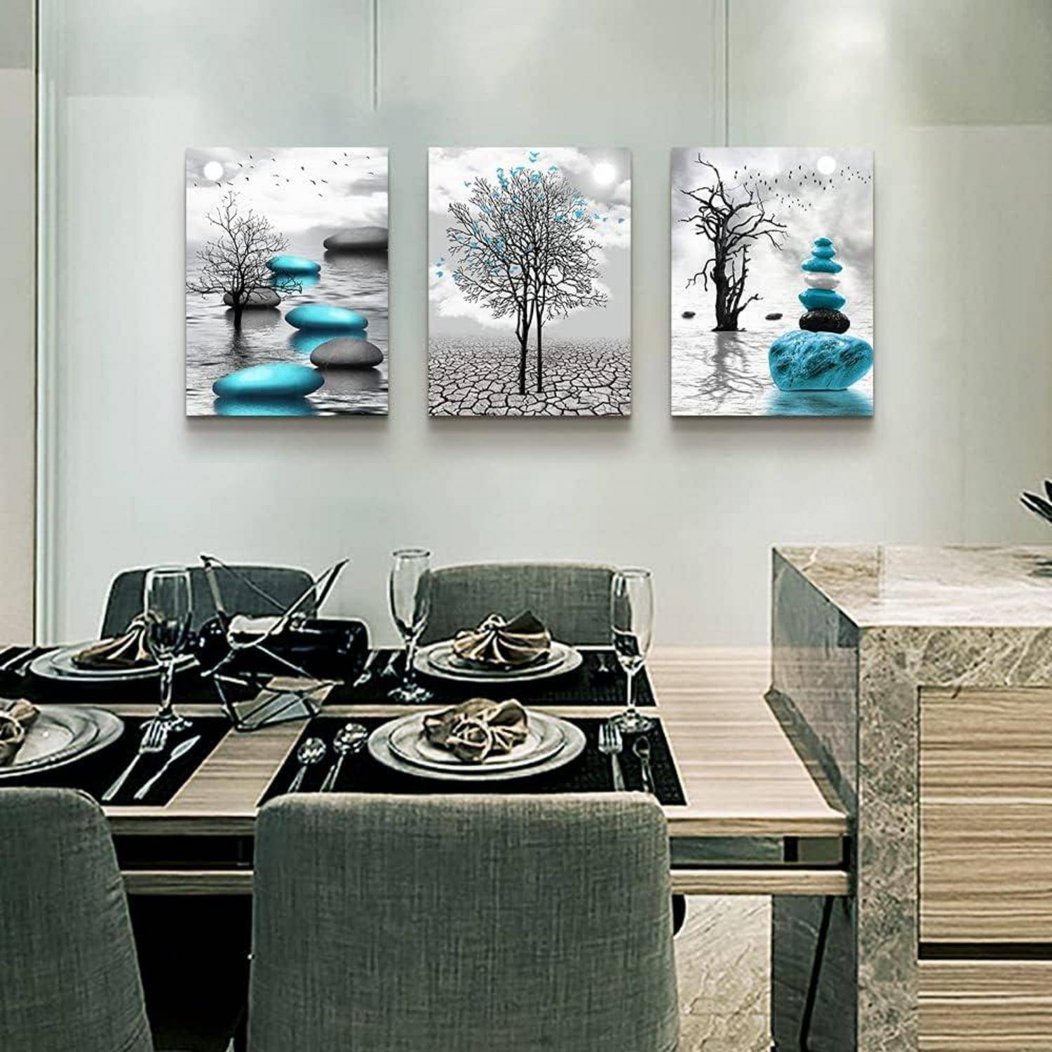 Bilder Schwarz Weiß Landschaft Natur Wohnzimmer Wandbilder 40x58cm 3er