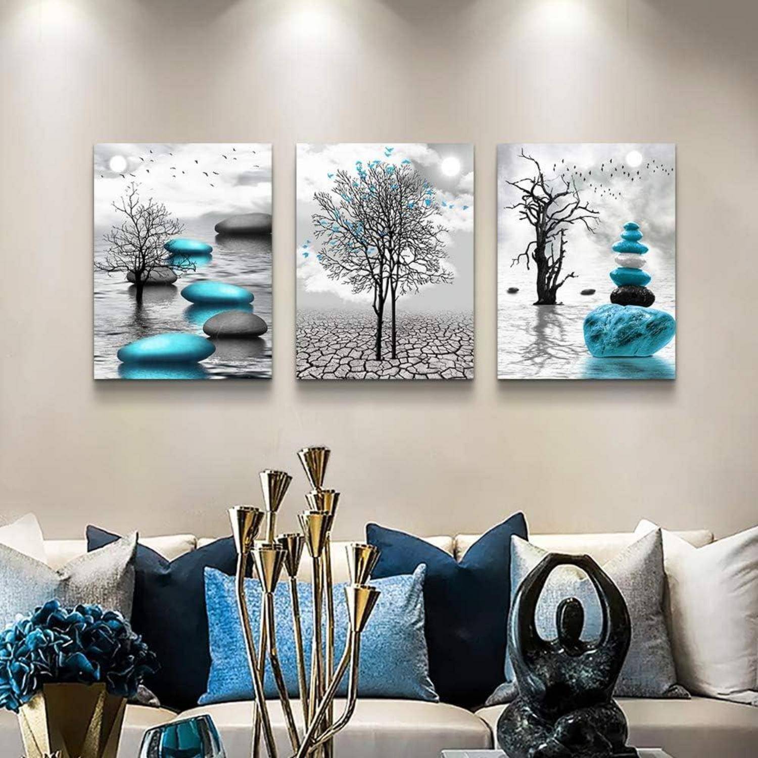 Bilder Schwarz Weiß Landschaft Natur Wohnzimmer Wandbilder 40x58cm 3er