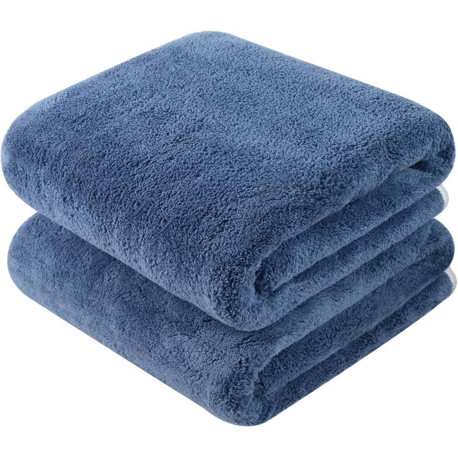 Handtuch Set Mikrofaser 100 50x100cm Hellgrau Blau 2 Pack 76 x 152 cm