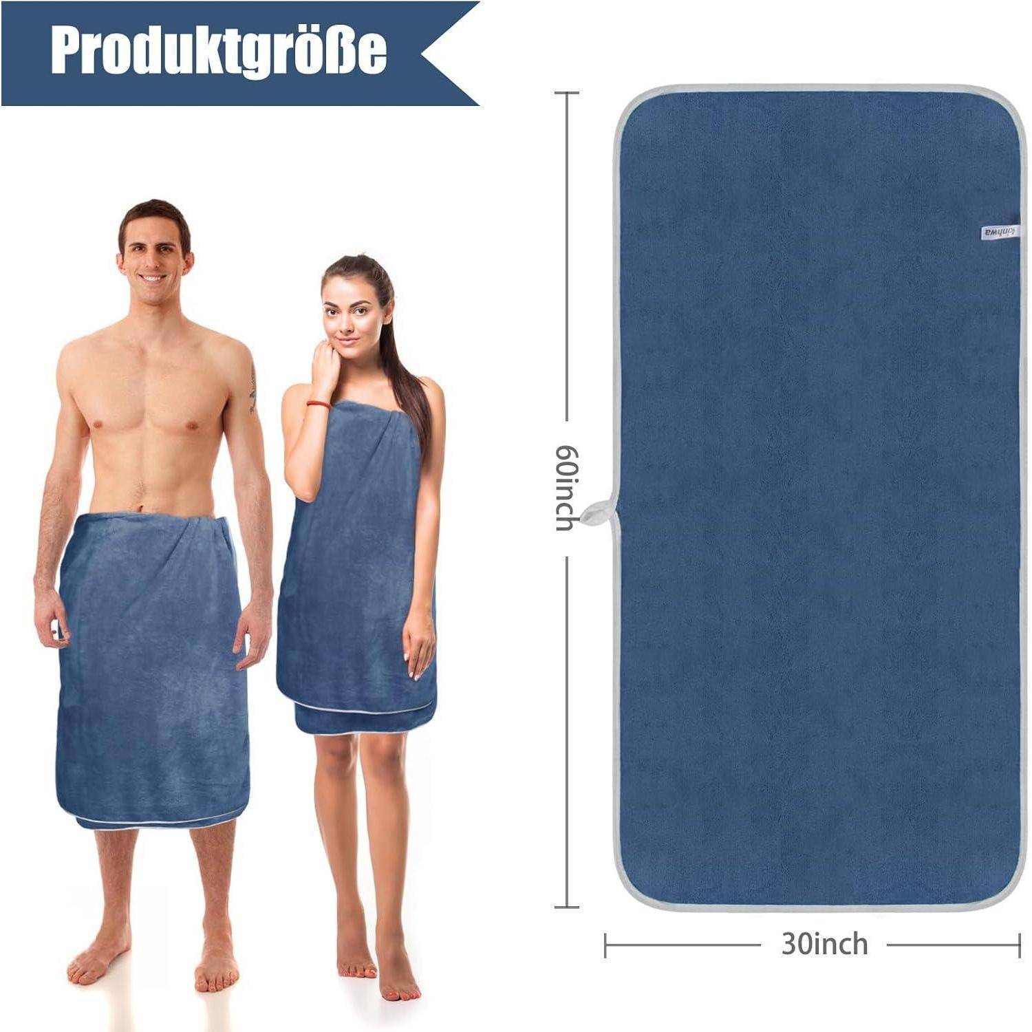 Handtuch Set Mikrofaser 100 50x100cm Hellgrau Blau 2 Pack 76 x 152 cm