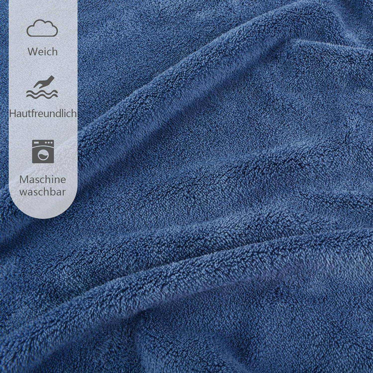 Handtuch Set Mikrofaser 100 50x100cm Hellgrau Blau 2 Pack 76 x 152 cm