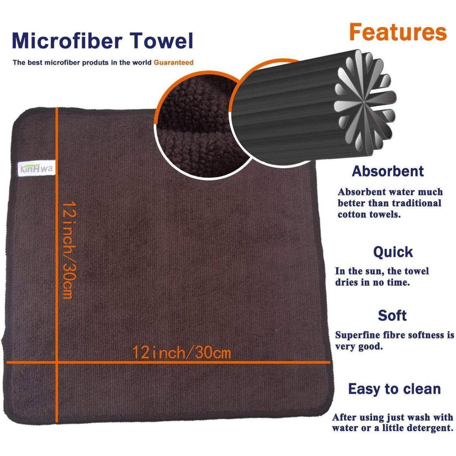 Mikrofasertuch 20er Pack, 30x30 cm, Braun Super saugfähig & fusselfrei