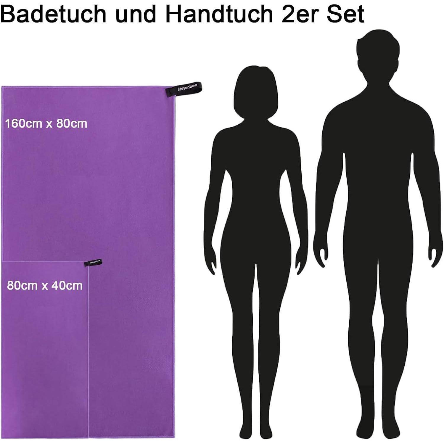 Mikrofaser Handtuch 2er Set Groß Klein Schnelltrocknend Kompakt