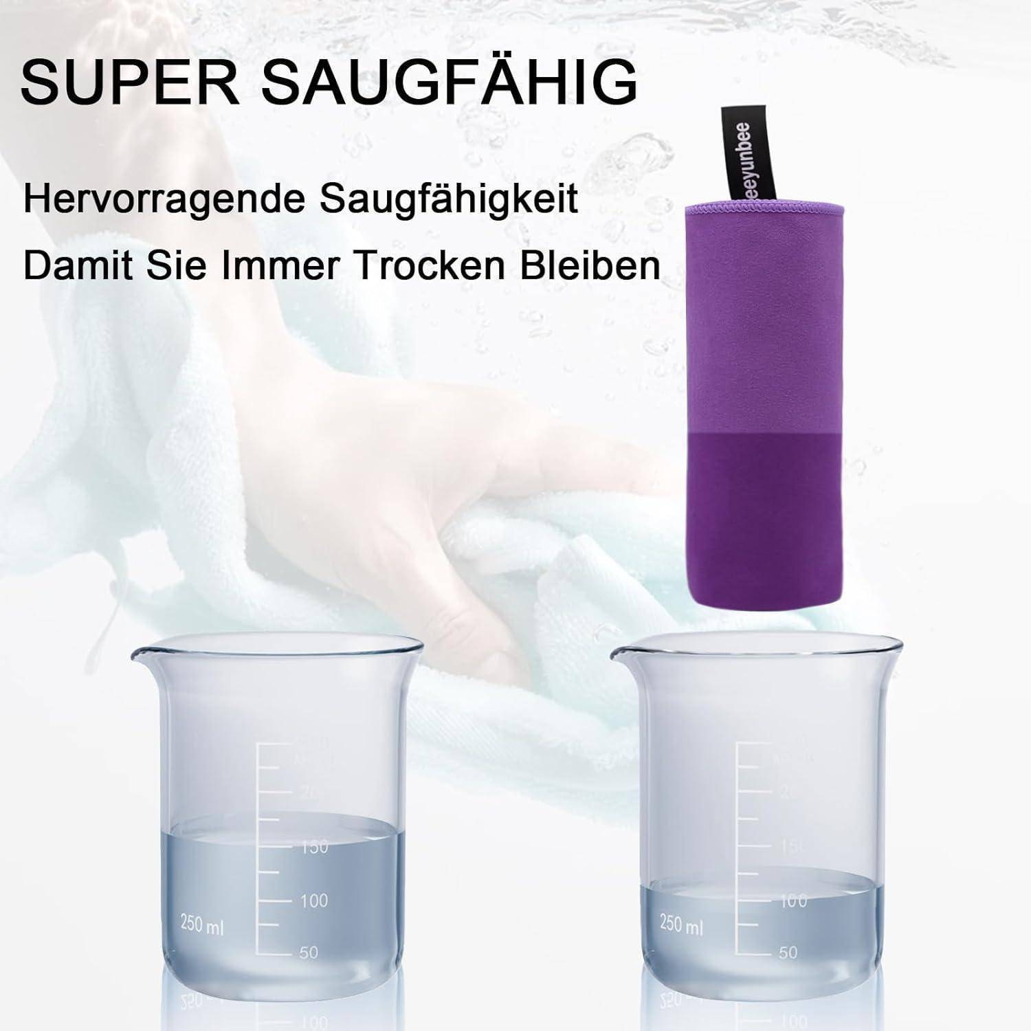 Mikrofaser Handtuch 2er Set Groß Klein Schnelltrocknend Kompakt