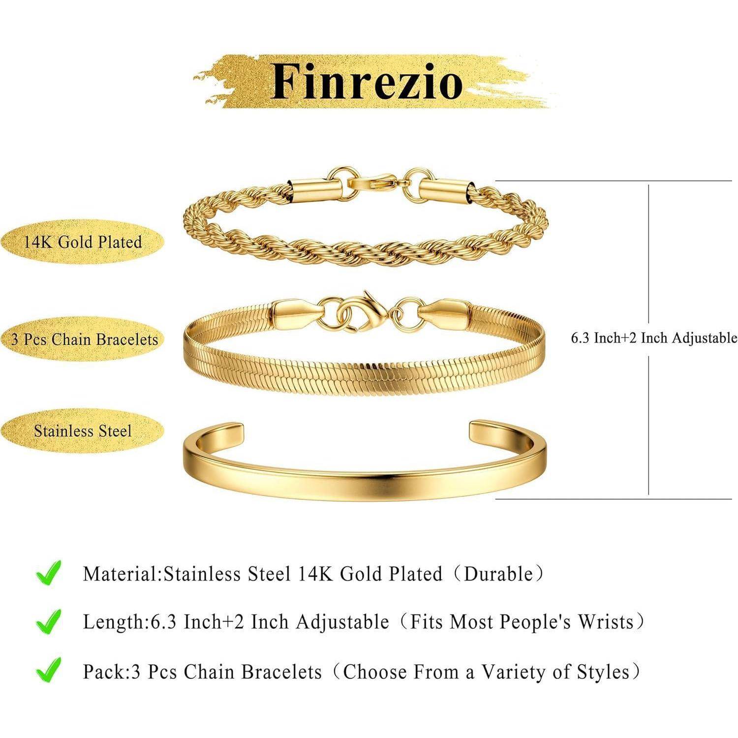 Damen Armband Set Gold 14 Karat Vergoldet Edelstahl Perlen Ketten