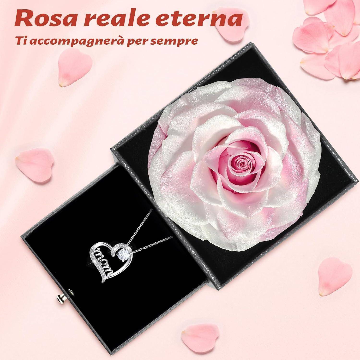 Ewige Rose Geschenkbox für Mama mit Mom Halskette, 925 Silber