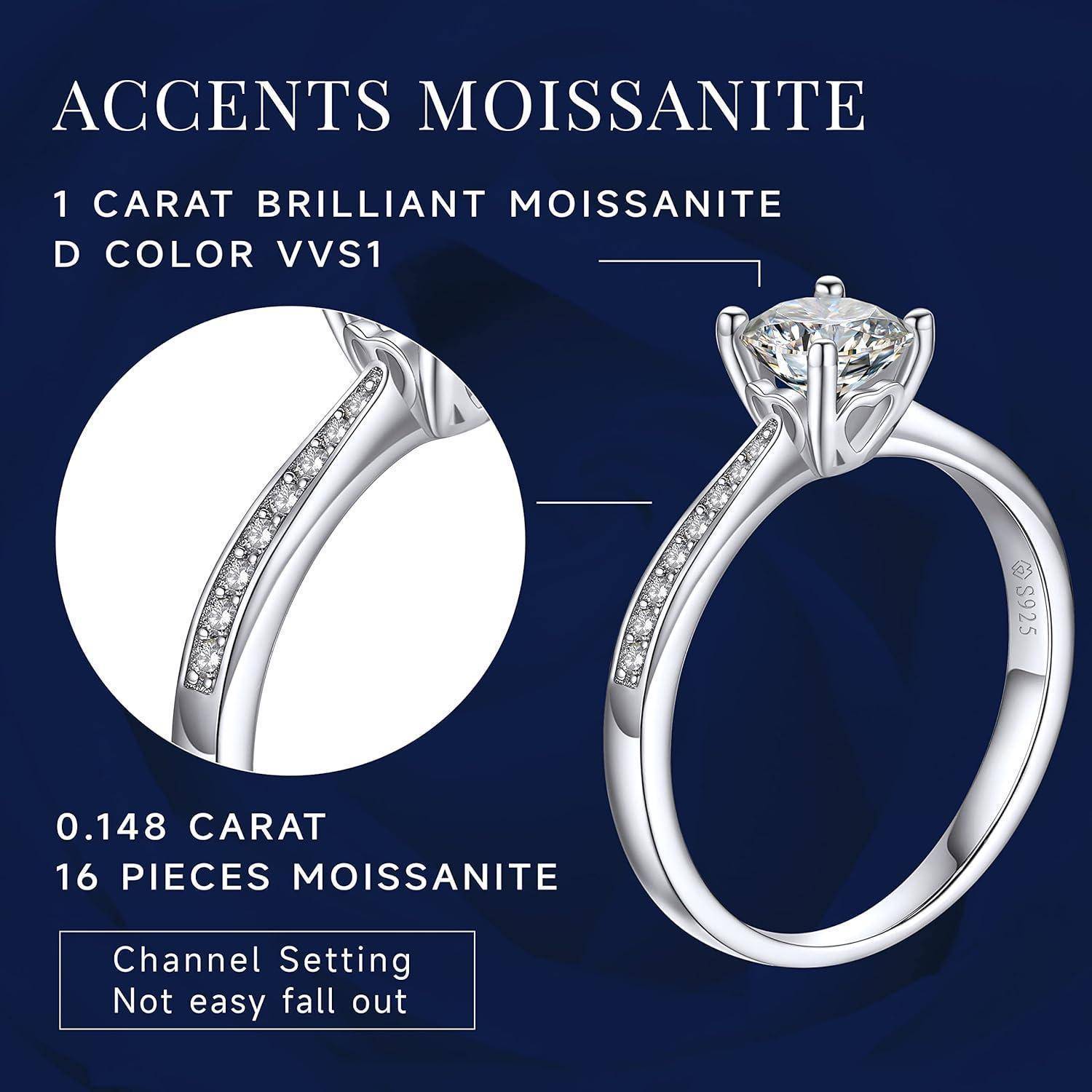 Verlobungsring Moissanite 1Karat Silver-Maßgeschneidert 62(19.8)