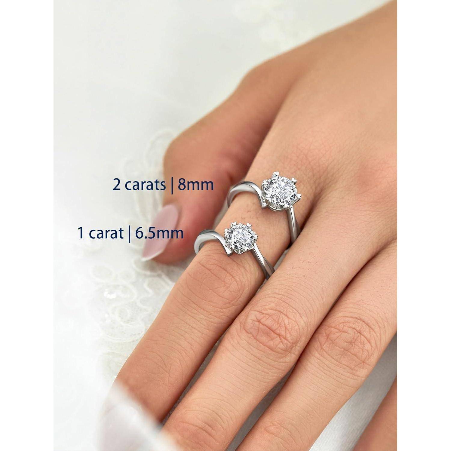 Verlobungsring Damen 1-2 Karat Moissanite Schneeflocke Silber 925