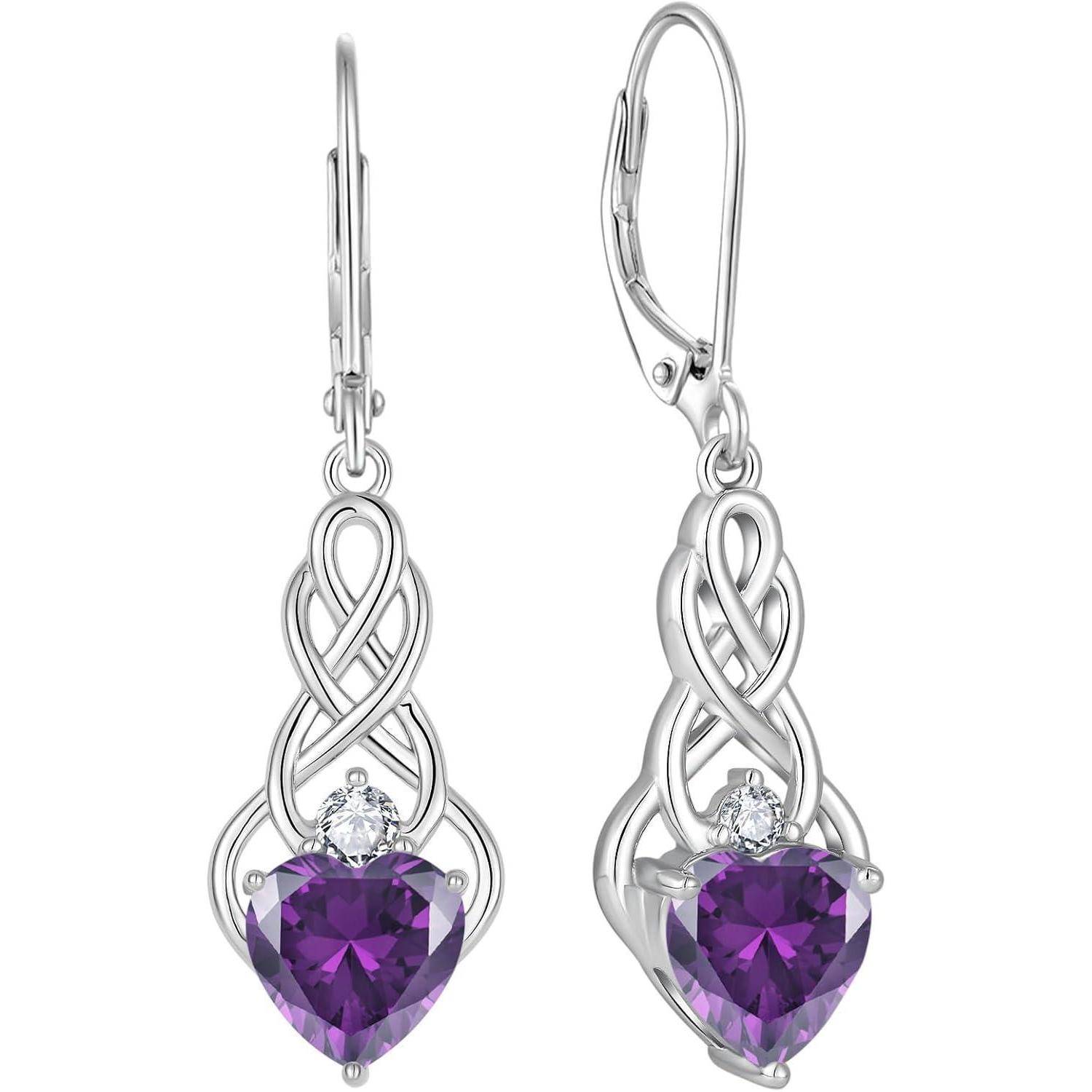 Unendlichkeit Keltischer Knoten Ohrringe Damen 925 Silber Amethyst