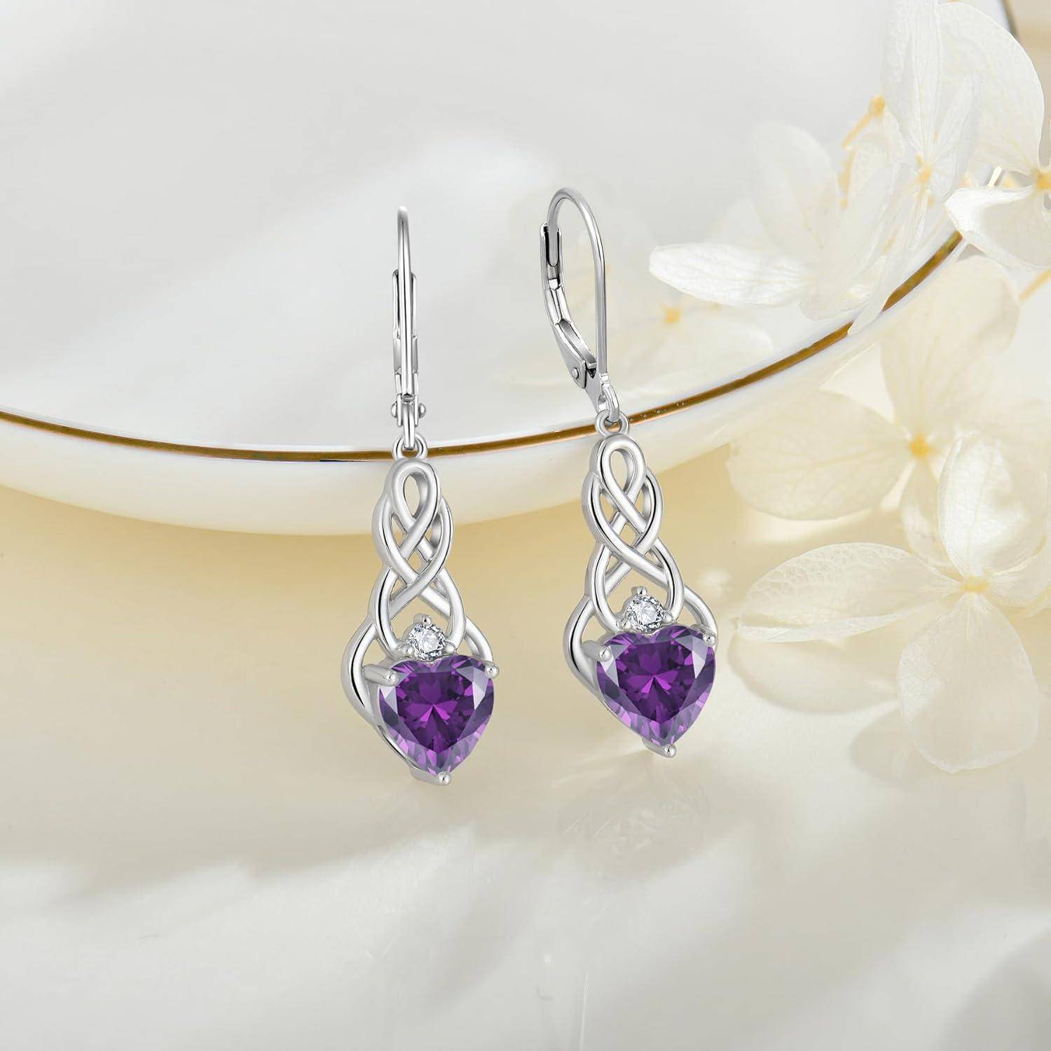 Unendlichkeit Keltischer Knoten Ohrringe Damen 925 Silber Amethyst