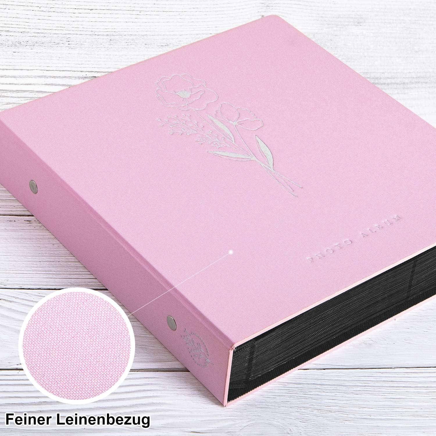 Fotoalbum 10x15 1000 Rosa Leinen XXL Einsteckalbum für Fotos