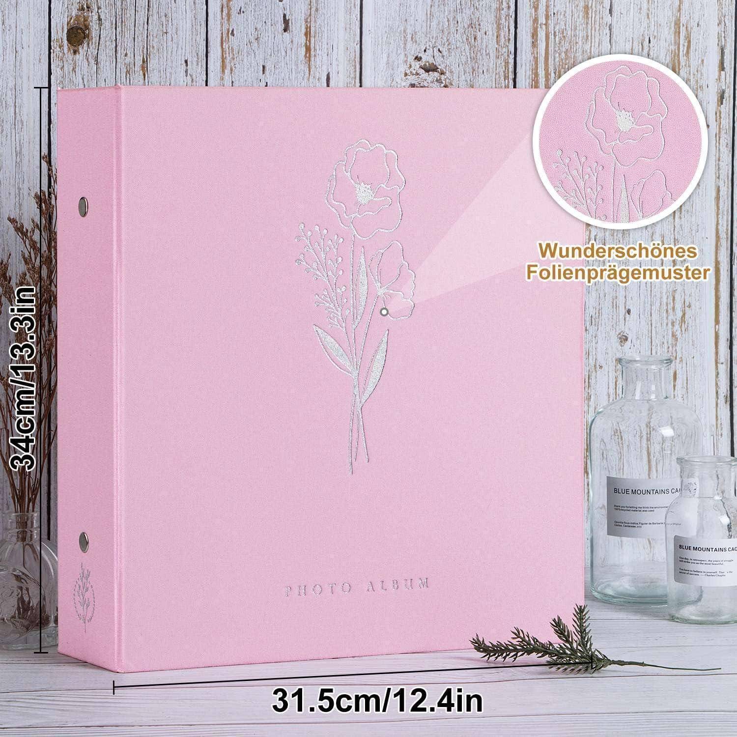 Fotoalbum 10x15 1000 Rosa Leinen XXL Einsteckalbum für Fotos