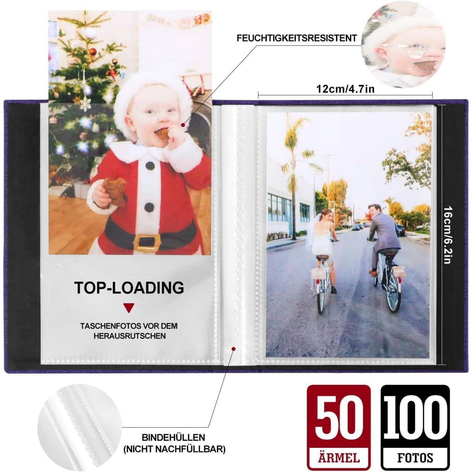 Einsteckalbum 10x15 Mini Leinen Hochformat 100 Beutel 2 Packungen Grün