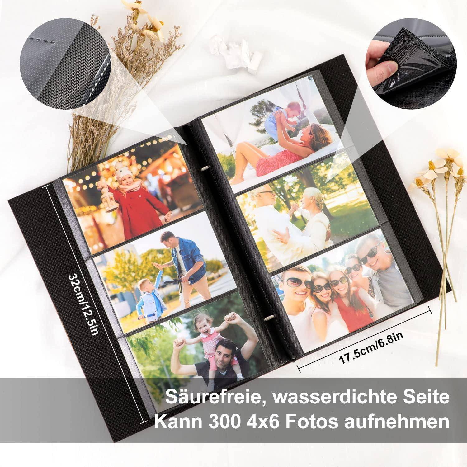 Fotobuch 10x15 Leinen Fotoalbum 300 Taschen Schwarz