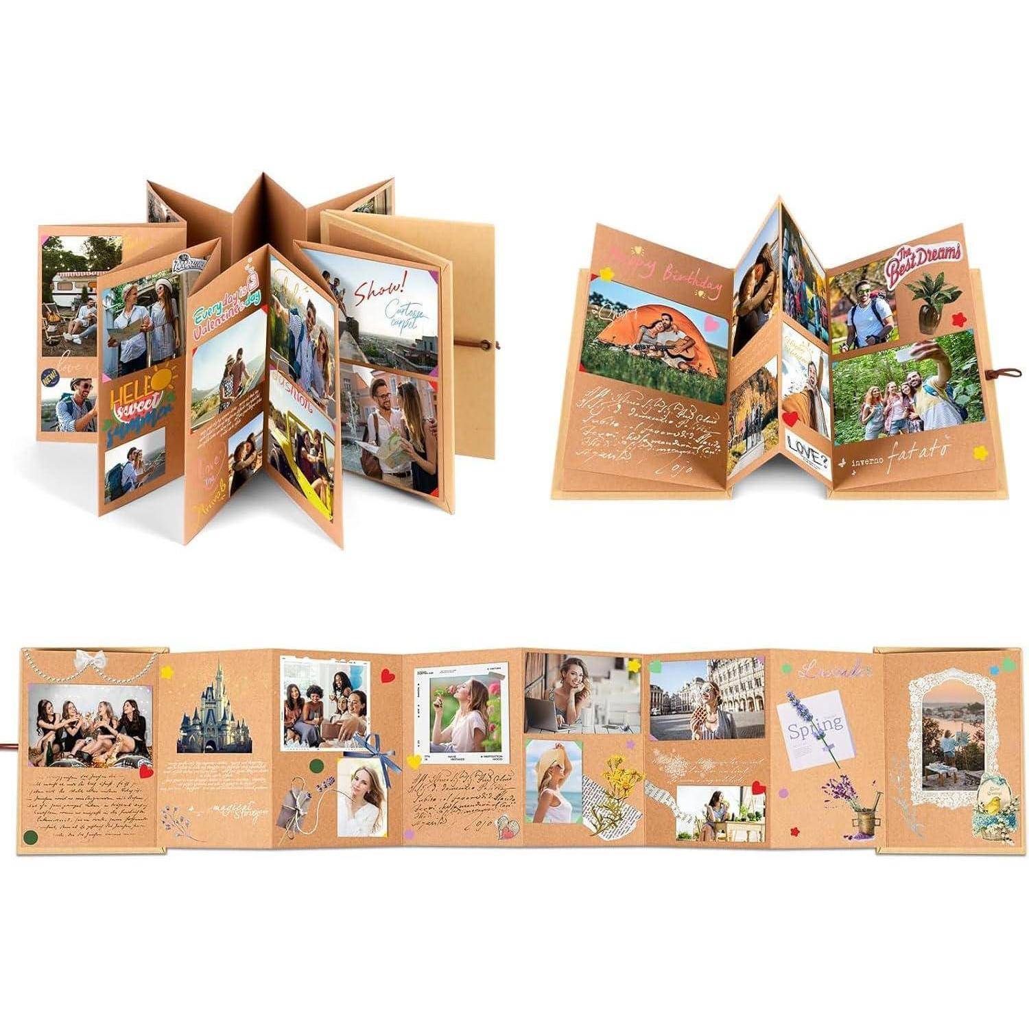 Ein Layout eines reisethematischen Fotoalbums mit verschiedenen Fotos und Bildunterschriften, die Sehenswürdigkeiten, Menschen und dekorierte Seiten umfassen.