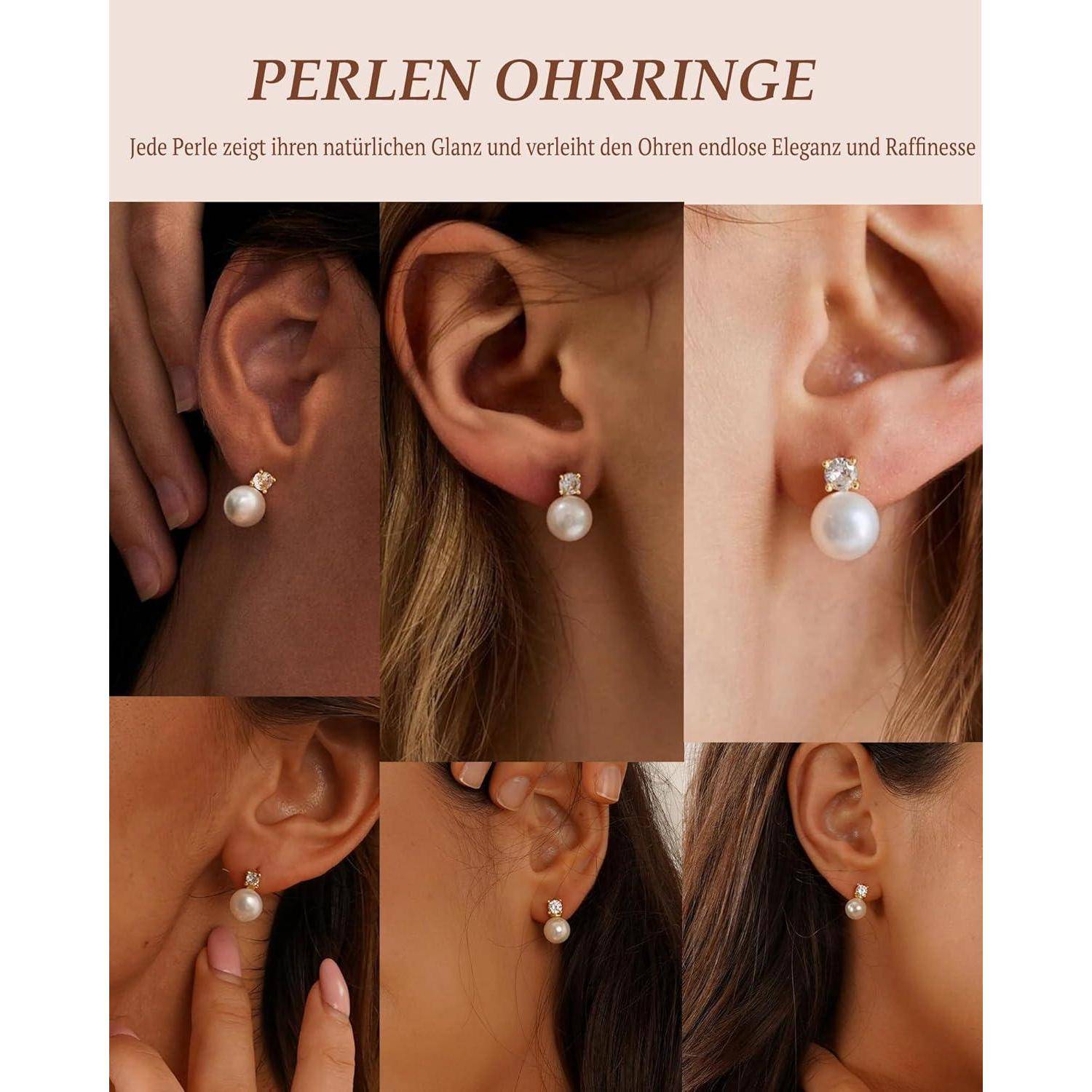 Perlen Ohrringe Silber 925 Stecker Weiße Süßwasserperlen Ohrstecker