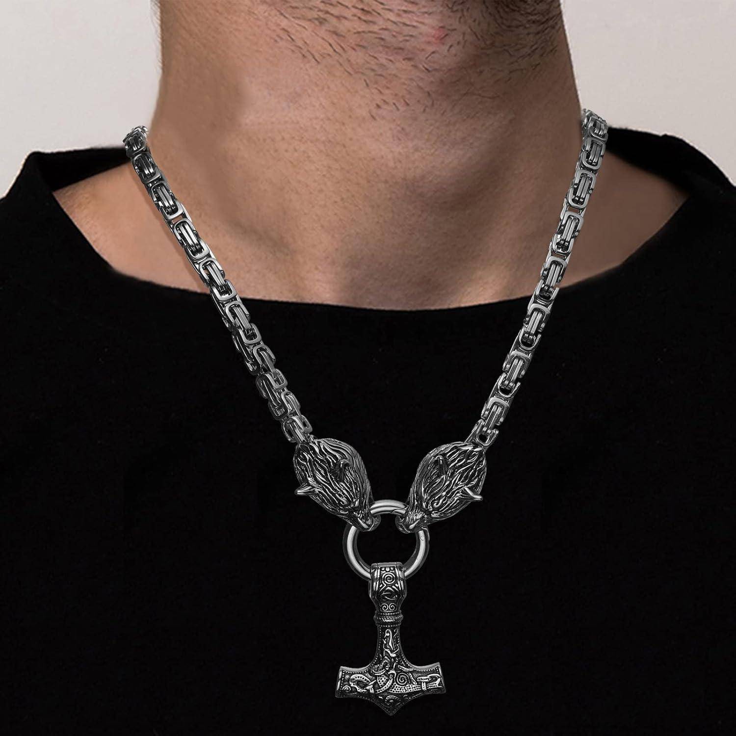 Wikinger Thors Hammer Halskette Edelstahl Runen kette Viking Geschenke