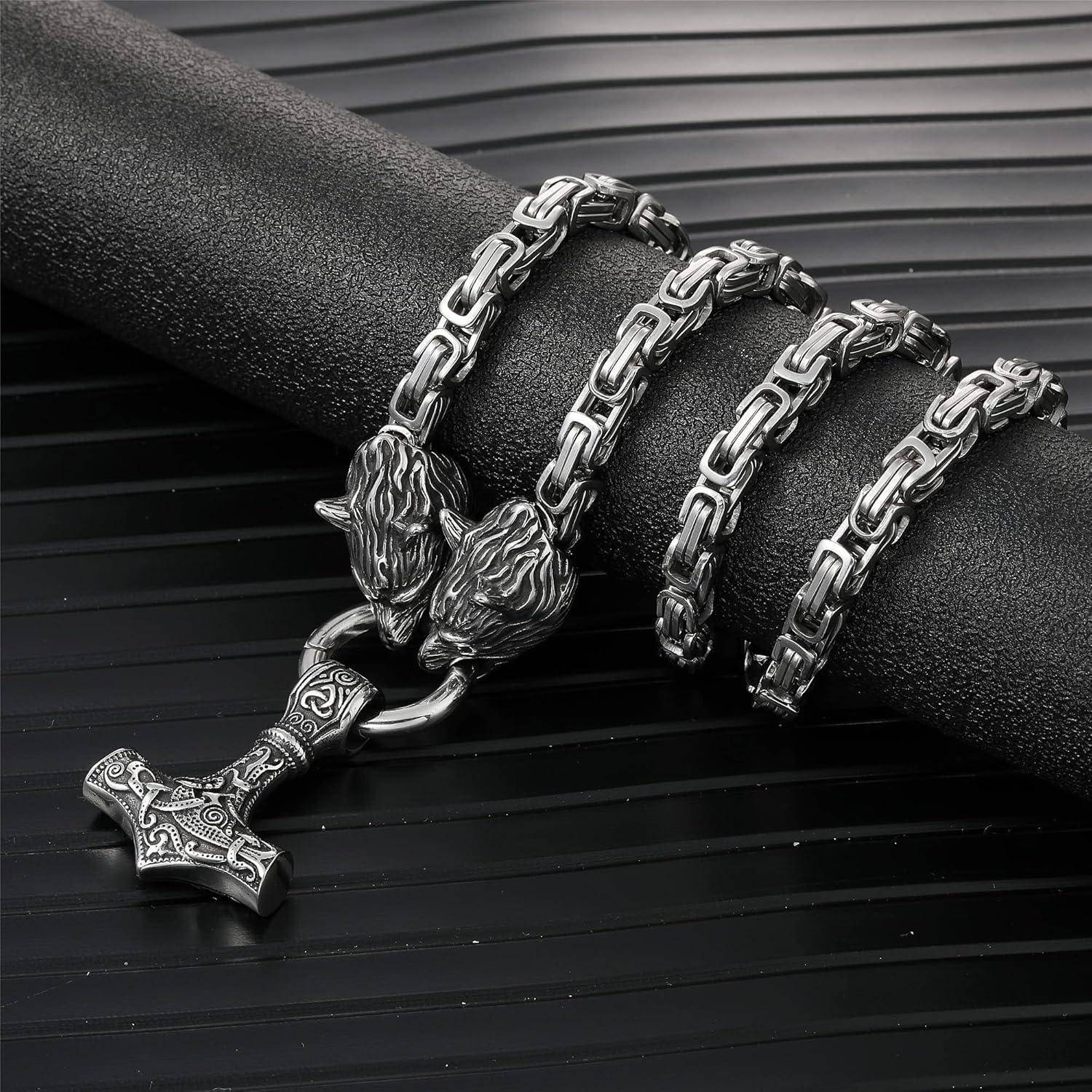 Wikinger Thors Hammer Halskette Edelstahl Runen kette Viking Geschenke