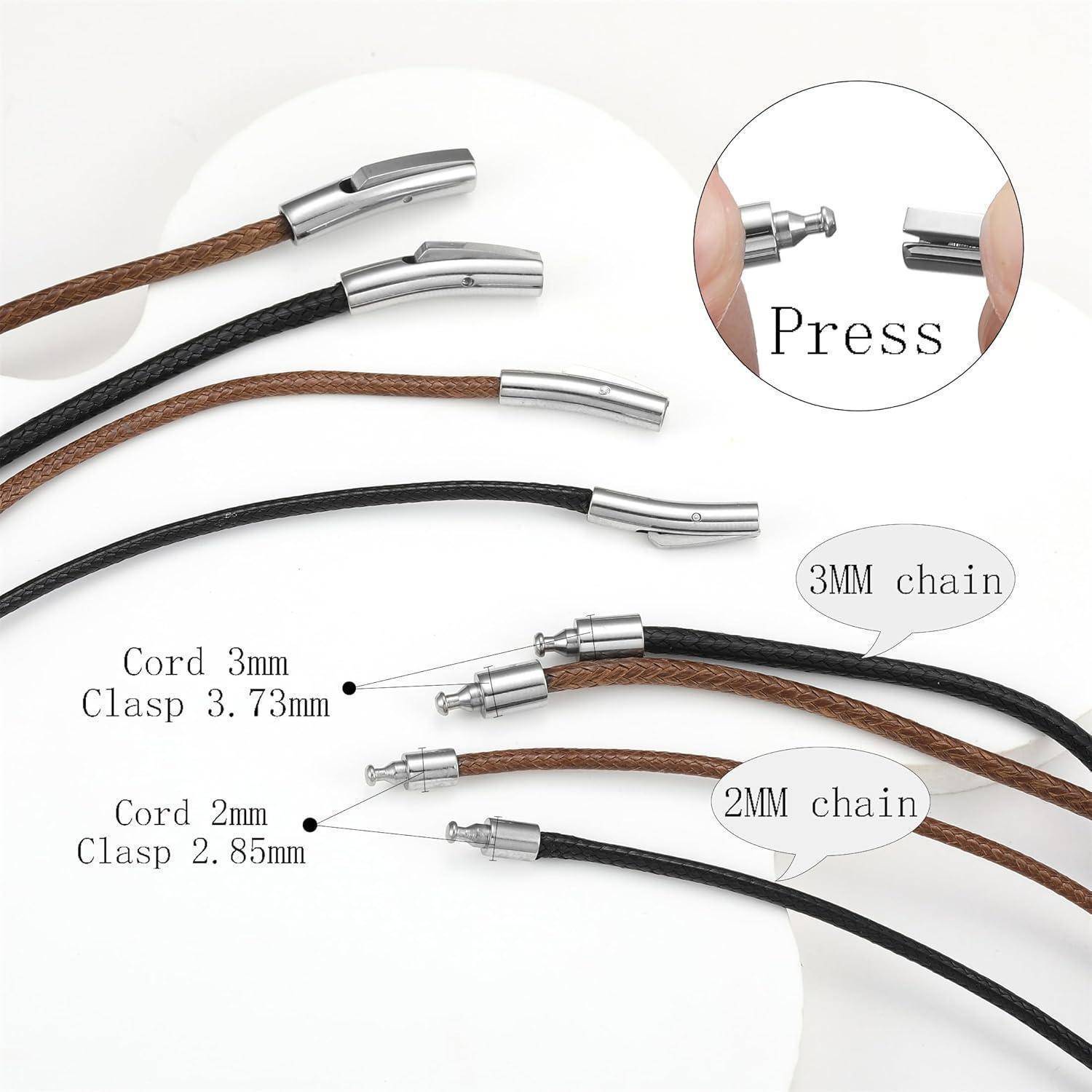 Lederkette Herren Leder Halskette 2/3mm Verschluss Schwarz Braun