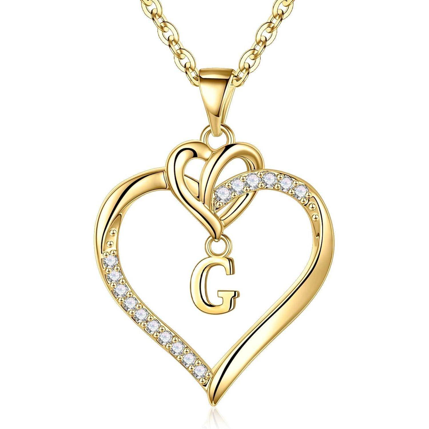 Valentinstag Geschenke Damen Kette Herz Anhänger Gold Zirkonia