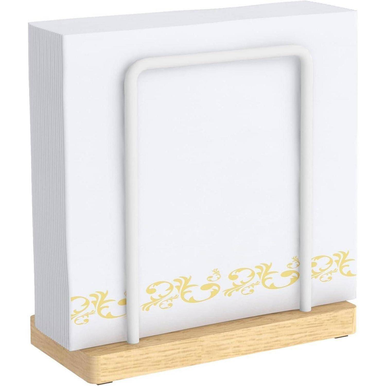 Serviettenhalter Weiß Metall Holzsockel 14cm Küchenzubehör