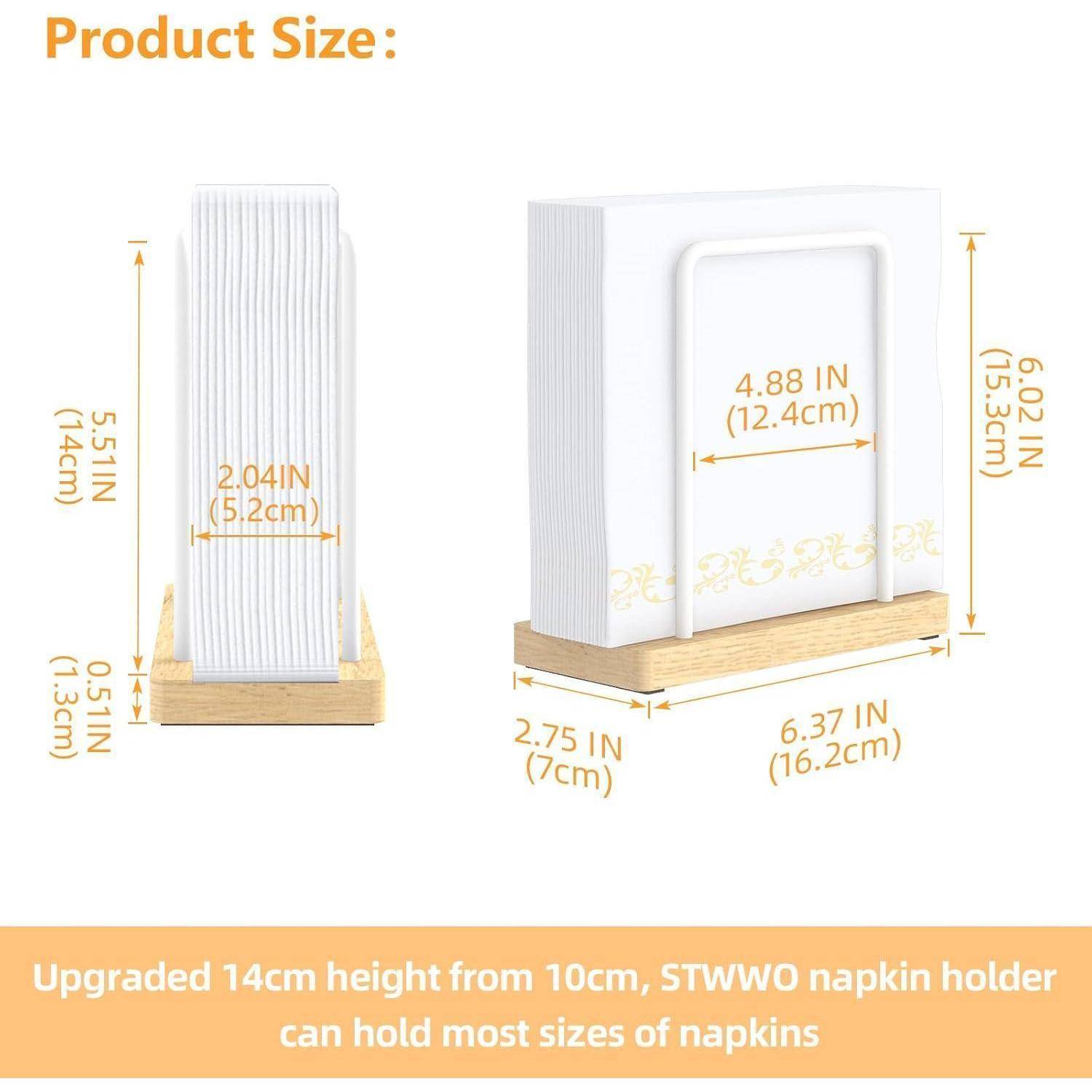 Serviettenhalter Weiß Metall Holzsockel 14cm Küchenzubehör