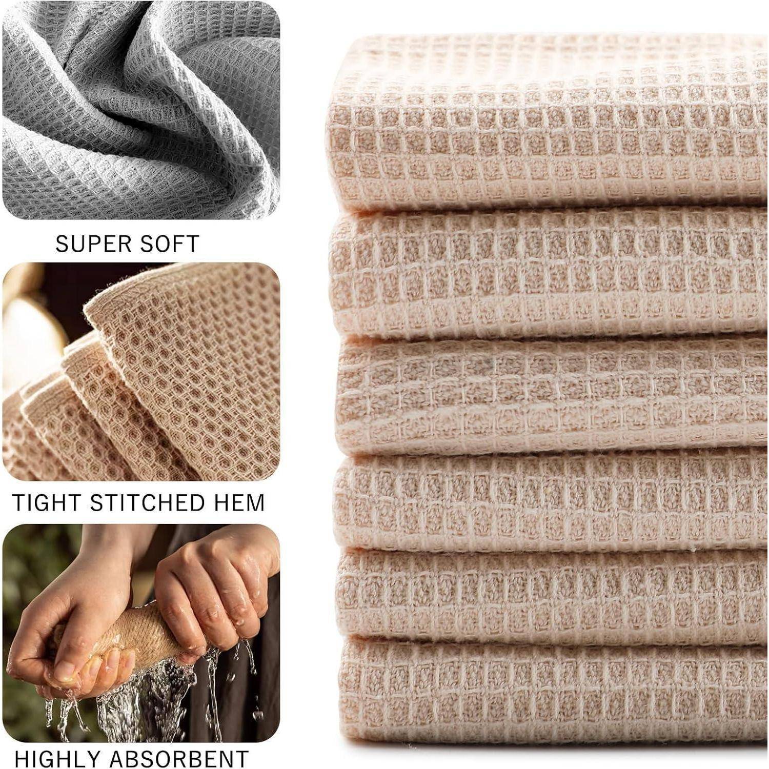 Geschirrtücher 100% Baumwolle 6er Set 35x35 cm Beige - Saugfähige