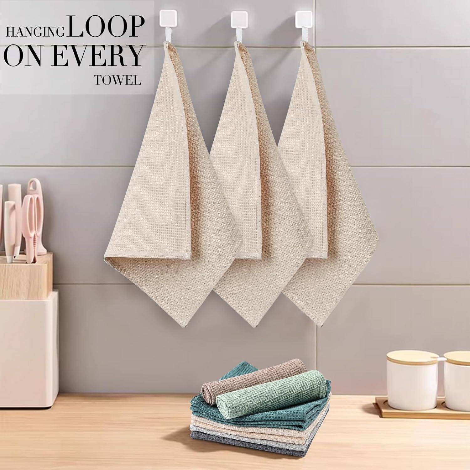 Geschirrtücher 100% Baumwolle 6er Set 35x35 cm Beige - Saugfähige